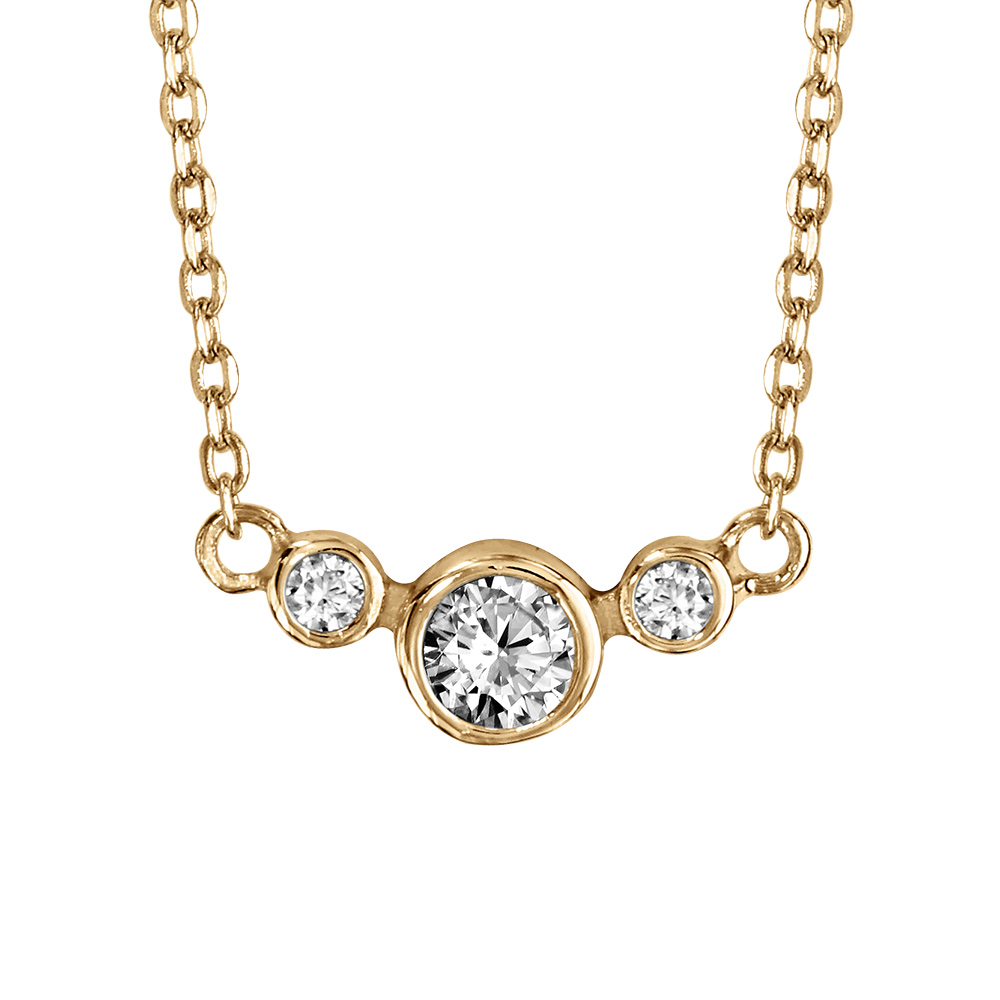 Collier en vermeil troisoxydes sertis clos -  42+5cm - Vue 1