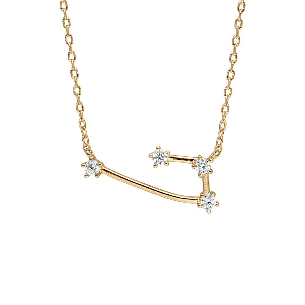Collier en  vermeil zodiaque constellation b�lier oxydes blancs sertis longueur 42,5+2,5cm - Vue 1