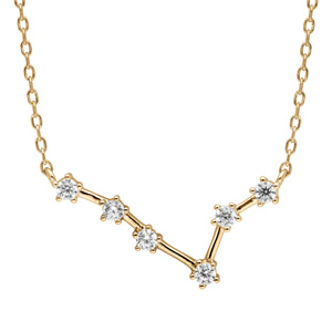 Collier en vermeil zodiaque constellation poisson oxydes blancs sertis, longueur 42,5+2,5cm - Vue 1