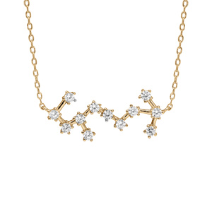 Collier en vermeil zodiaque constellation scorpion oxydes blancs sertis, longueur 42,5+2,5cm - Vue 1