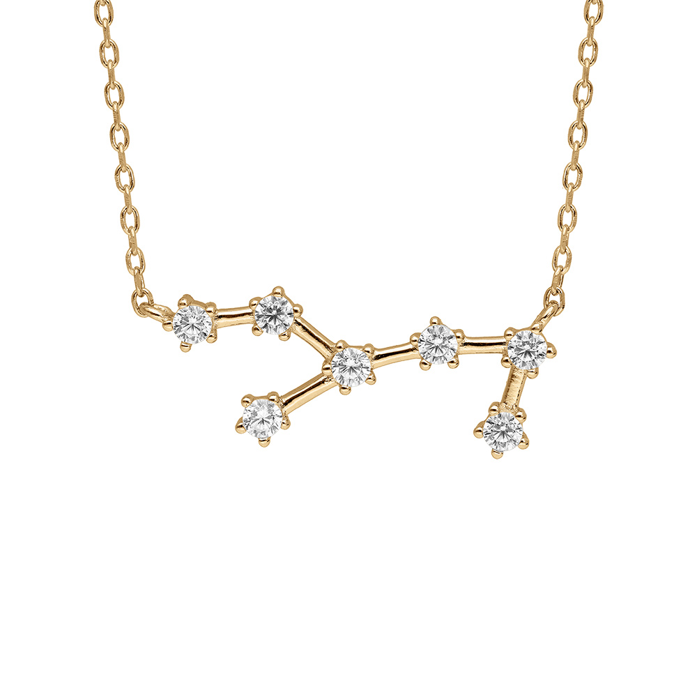Collier en vermeil zodiaque constellation vierge oxydes blancs sertis longueur 42,5+2,5cm - Vue 1