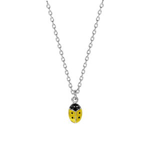 Collier enfant en argent chane avec pendentif coccinelle jaune et point noir 36+2cm - Vue 1