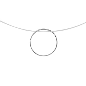Collier fil nylon avec pendentif anneau en argent rhodi longueur 41,5cm - Vue 1