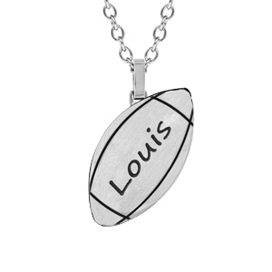 Collier junior en acier avec Pendentif satiné ballon de rugby 45+5cm - Vue 1