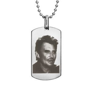 Collier + pendentif plaque GI avec portrait Johnny - Vue 1