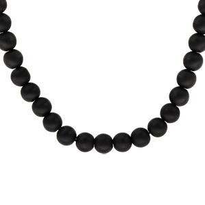 Collier perles noires aspect mat ou bracelet 3 tours - longueur 60+5cm