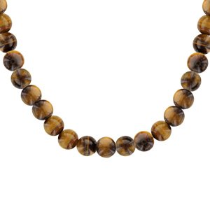 Collier perles oeil de chat 60+5cm ou bracelet 3 tours fermoir mousqueton - Vue 1