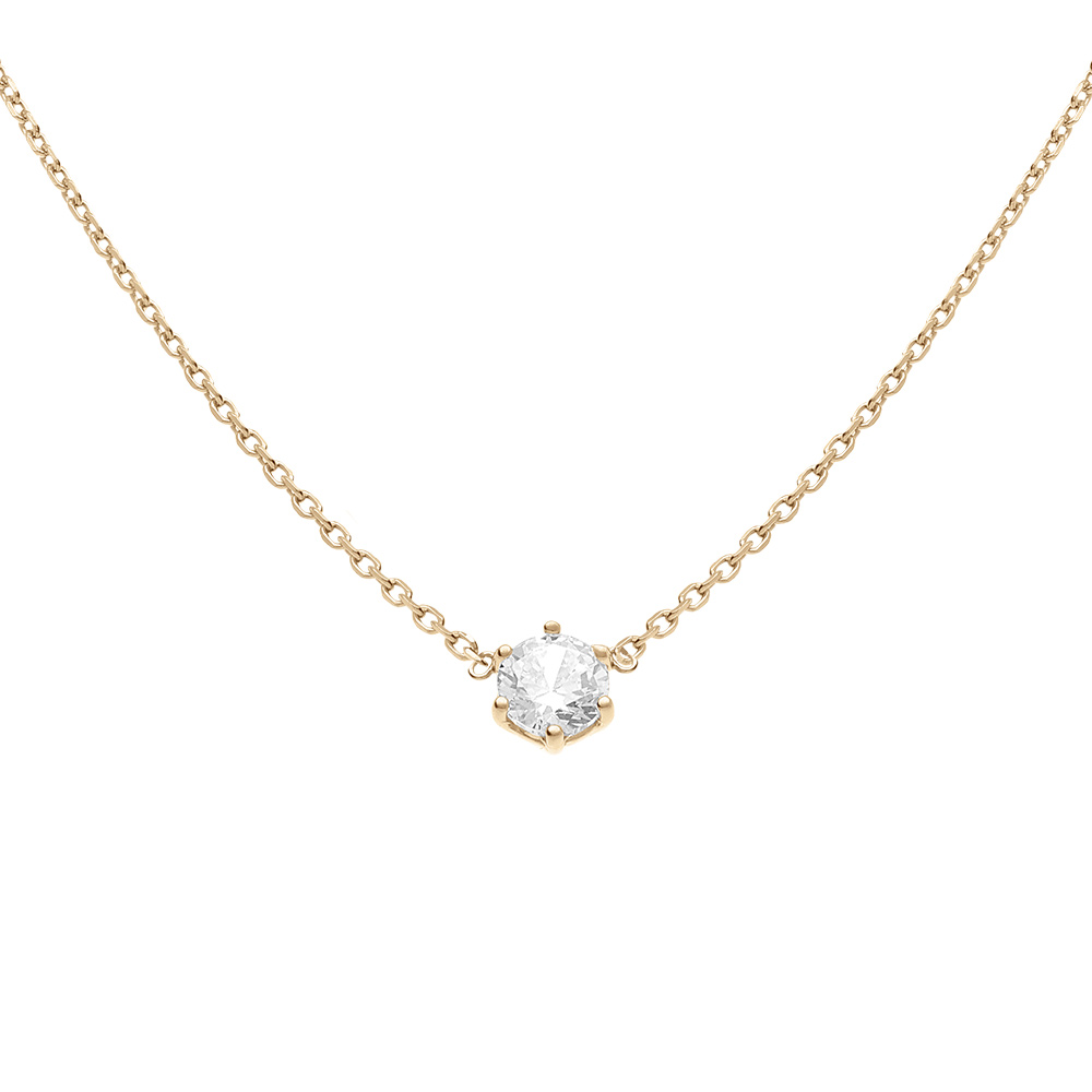 Collier plaqu� or oxyde blanc 5mm sertis 6 griffes r�glable 38 � 42cm - Vue 1