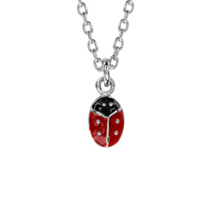 Collier pour enfant en argent chane avec pendentif coccinelle - longueur 36cm + 2cm de rallonge - Vue 1