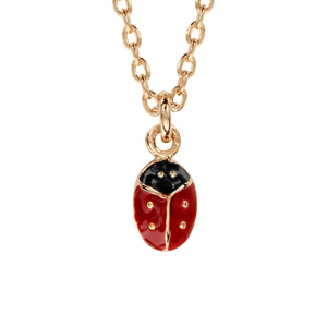 Collier pour enfant en plaqu or chane avec pendentif coccinelle - longueur 36cm + 2cm de rallonge - Vue 1