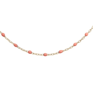 Collier Sautoir en argent et dorure jaune chane avec olives couleur rose 60+10cm - Vue 1