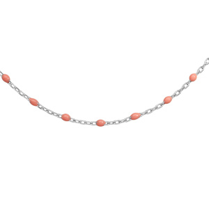 Collier sautoir en argent rhodi� cha�ne avec olives roses 60+10cm