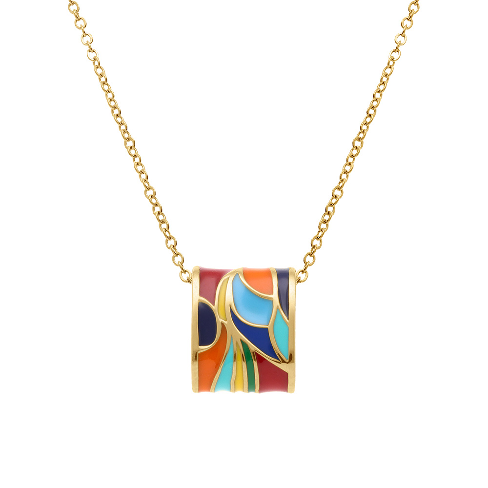 Collier  Stella Mia en acier dor� jaune r�sine multicouleur  - 45+10cm - Vue 1