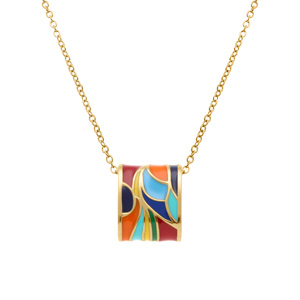 Collier Stella Mia en acier doré jaune résine multicouleur - 45+10cm - Vue 1