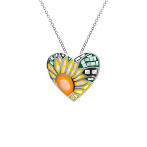 Collier Stella Mia en acier pendentif co eur résine et nacre multi couleur - 45+10cm - Vue 1