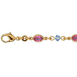 Collier tutti frutti bleu ciel et rose plaqué or - Vue 1