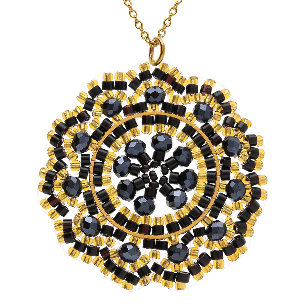 Collieren acier dor� pendentif boh�me -  40mm 42+10cm - Vue 1