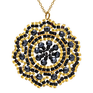 Collieren acier dor� pendentif boh�me -  40mm 42+10cm