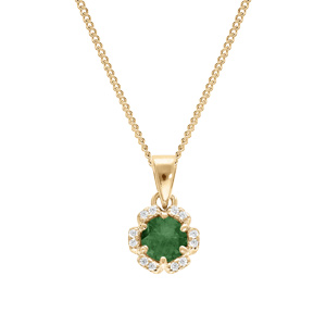 Collieren vermeil pendentif 5mm fleur oxydes vert foncé et blancs sertis - 42+3cm - Vue 1
