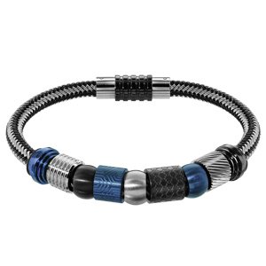 Composition bracelet Charms Thabora pour Homme acier noir gris et bleu - Vue 1