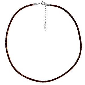Cordon en cuir tressé marron pour charms homme grand modèle - longueur 45cm + 5cm - Vue 1