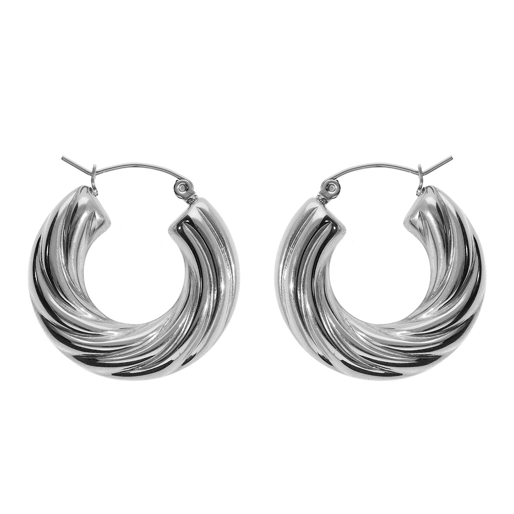 Croles acier ronde large torsade 28mm - Vue 1