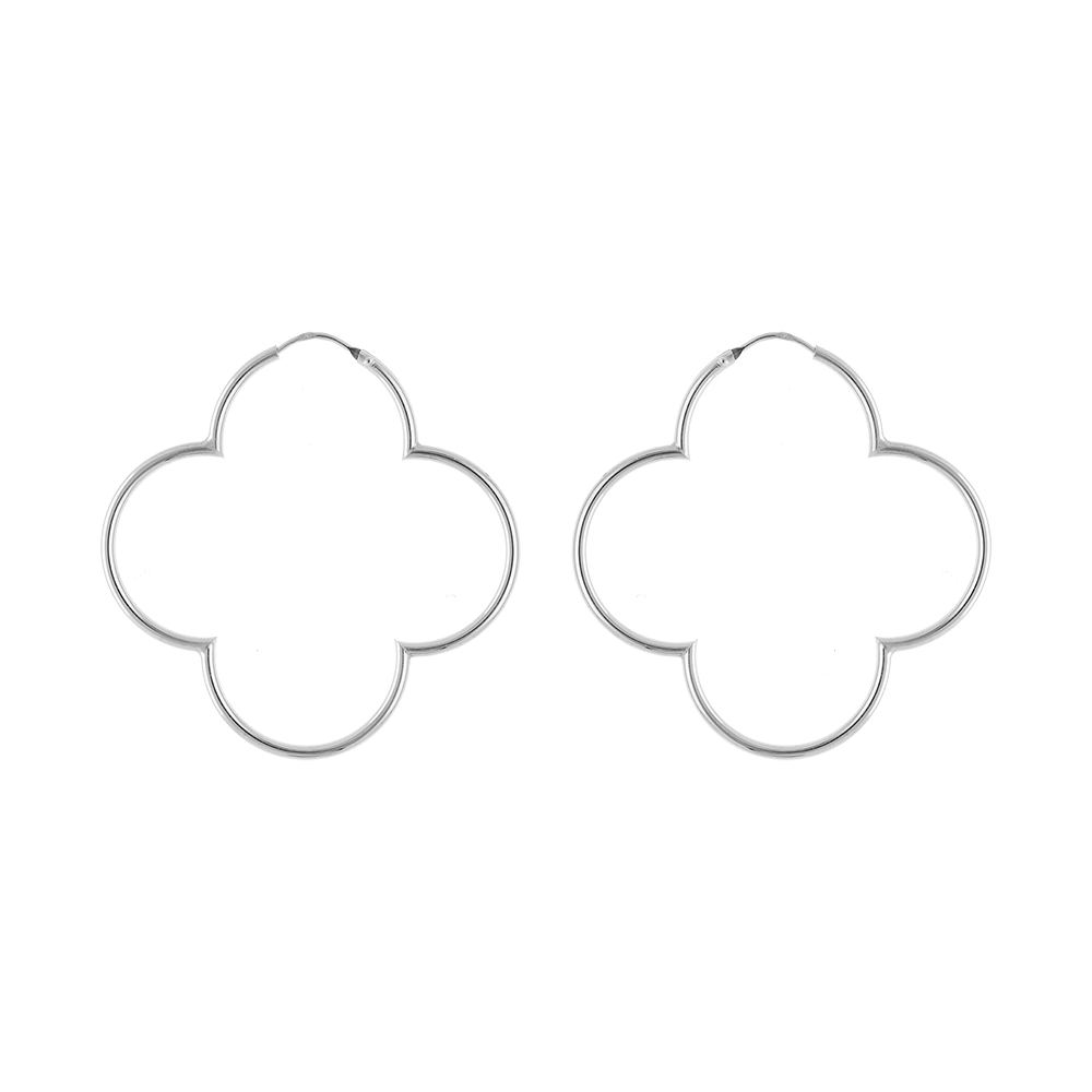 Croles argent rhodi motif trfle 54mm - Vue 1