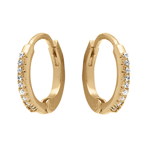 Cr�oles articul�es en  plaqu� or avec oxyde blanc