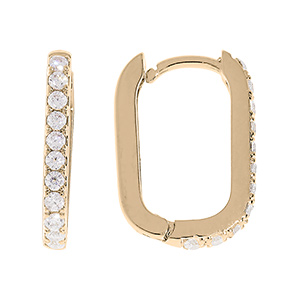 Cr�oles articul�es en vermeil rectangulaire avec oxydes blancs sertis