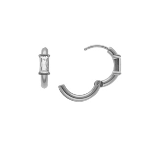 Créoles en acier 11mm articulée oxyde blanc rectangulaire - Vue 1
