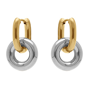 Cr�oles en acier bicolore deux anneaux entrem�l�s