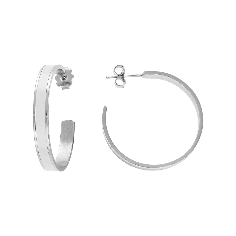 Cr�oles en acier couleur fond blanc 30mm et fermoir poussette - Vue 1