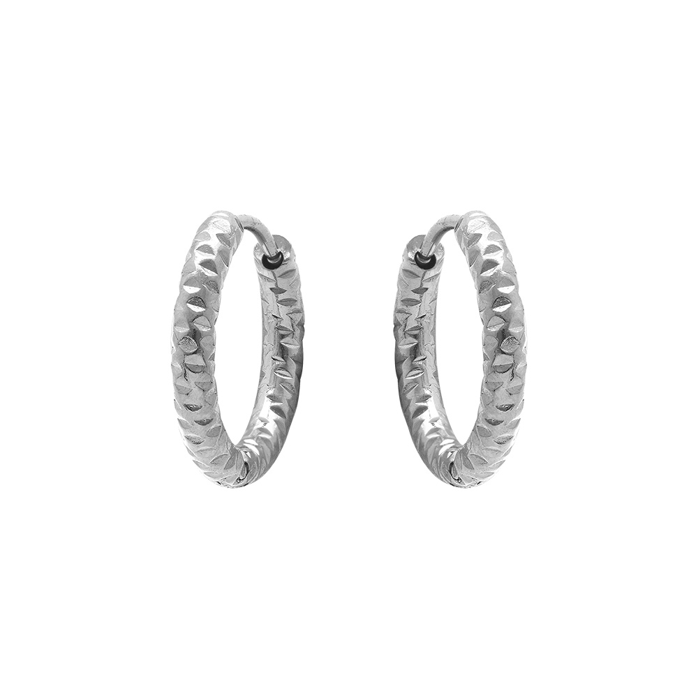 Boucles D'Oreilles Créoles Articulées Inox - Or Argent Noir Unisexe - Neuf Sans Emballage