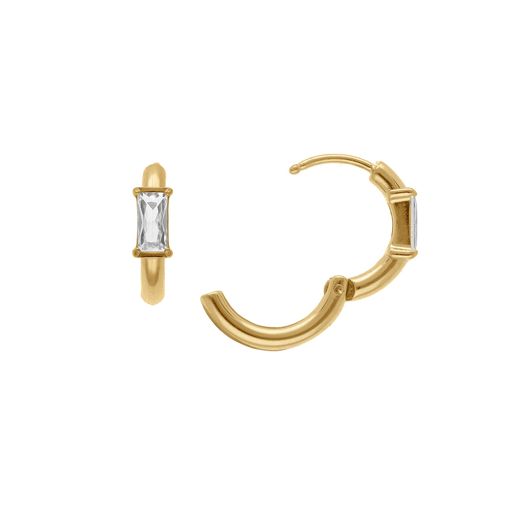 Croles en acier dor 11mm articule oxyde blanc rectangulaire - Vue 1