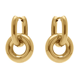 Cr�oles en acier dor� deux anneaux entrem�l�s