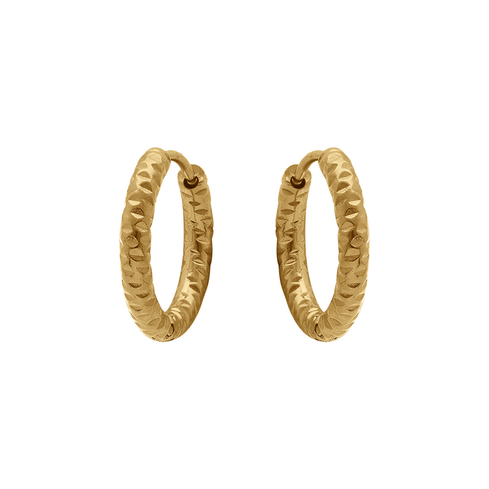 Croles en acier dor diamantes torsades 15mm - Vue 1