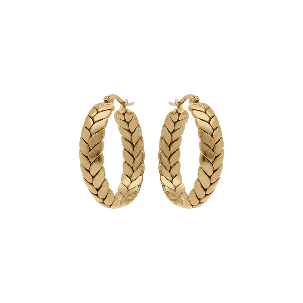 Cr�oles en acier dor� motif �pi 30mm - Vue 1