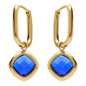 Cr�oles en acier dor� rectangulaire articul�e avec oxyde carr� bleu fonc�