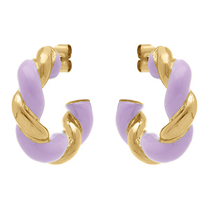 Cr�oles en acier dor� torsad�es r�sine violette 25mm