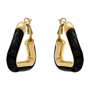 Cr�oles en acier dor� triangle 35 x 33mm noir tige et clapet