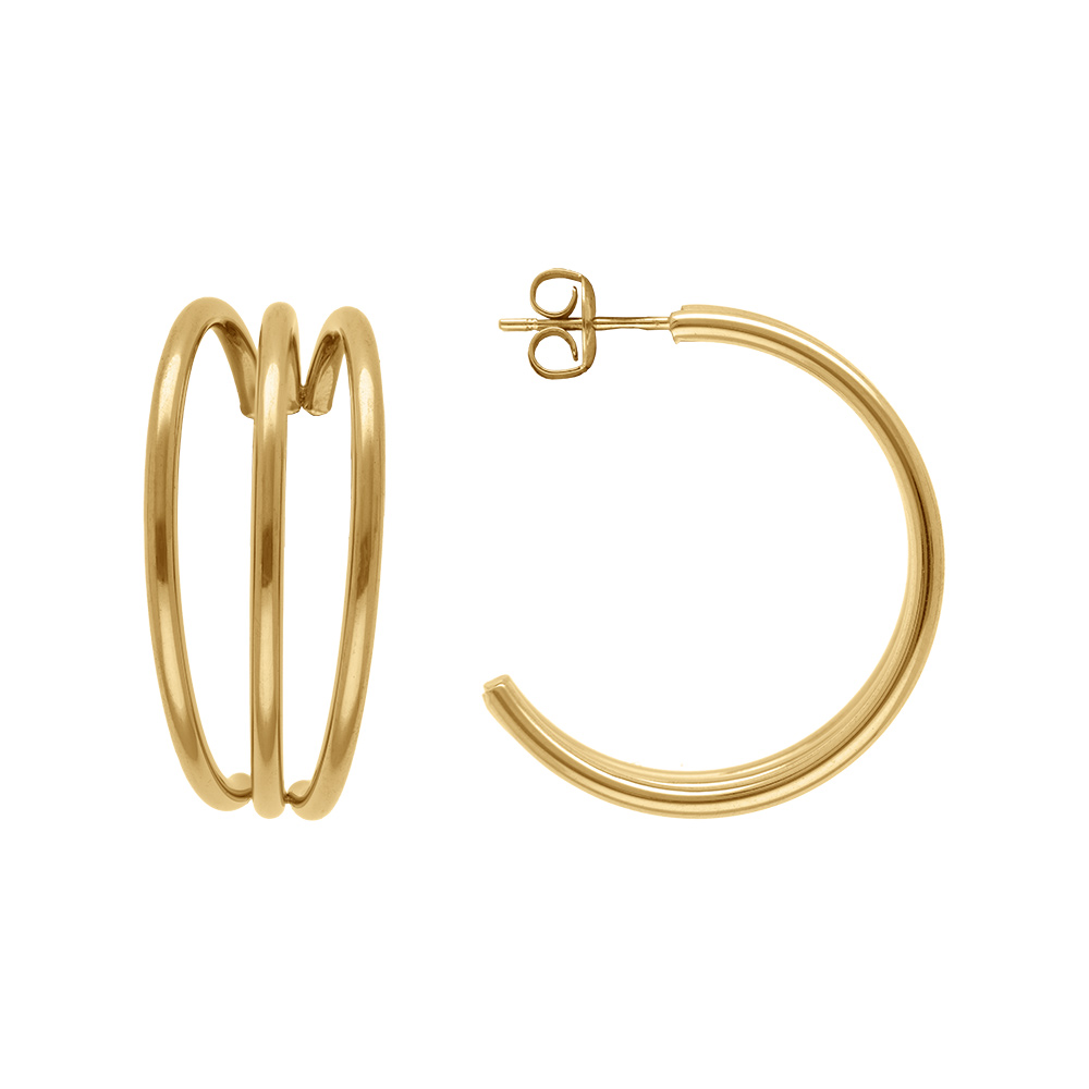 Croles en acier dor trois rangs ecarts larg 13mm x haut 32mm - Vue 1