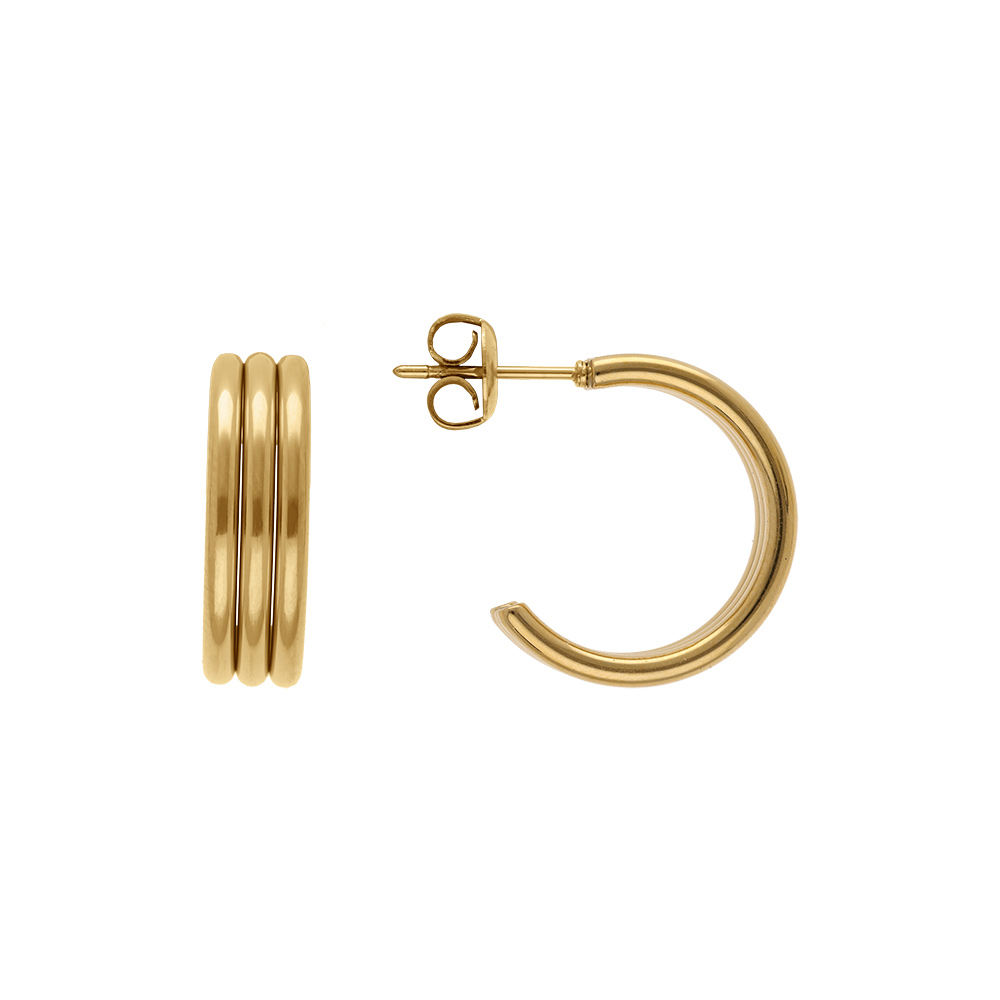 Cr�oles en acier dor� trois tubes 6x20mm - Vue 1