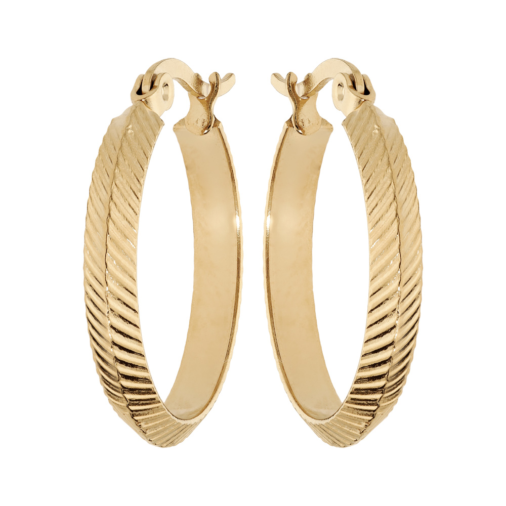 Croles en acier et PVD jaune diamante strie diamtre 22mm - Vue 1