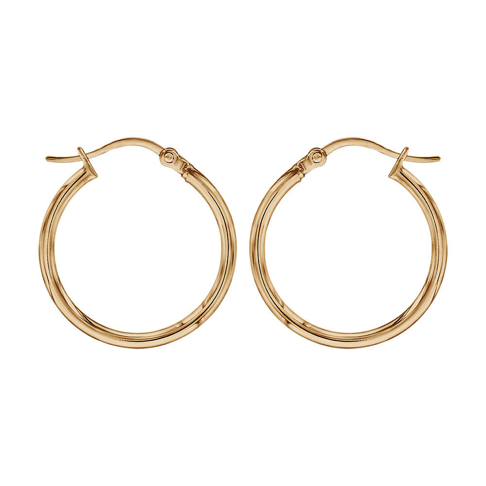 Croles en acier et PVD jaune fil lisse 24 mm et fermoir crochet - Vue 1