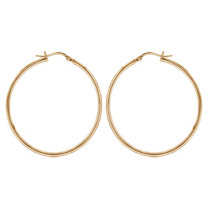 Créoles en acier et PVD jaune fil lisse 40 mm intérieur et fermoir crochet - Vue 1