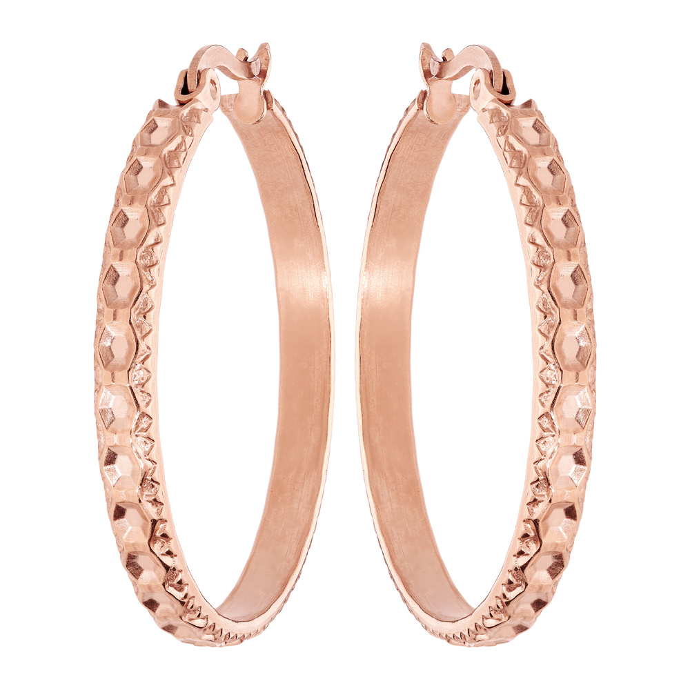 Croles en acier et PVD rose martele diamtre 33mm - Vue 1