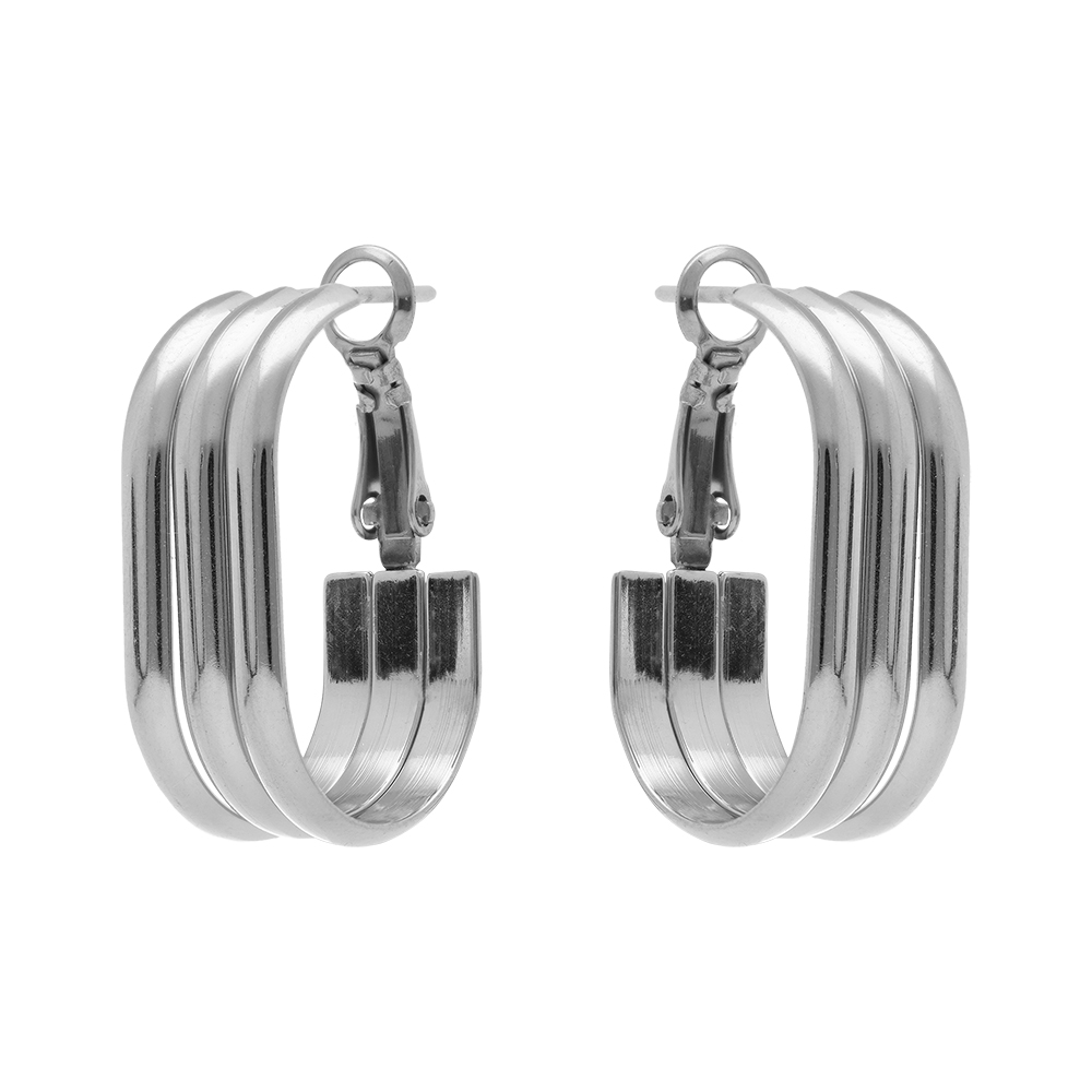 Cr�oles en acier 3 fils forme rectangulaire - 23mm - Vue 1