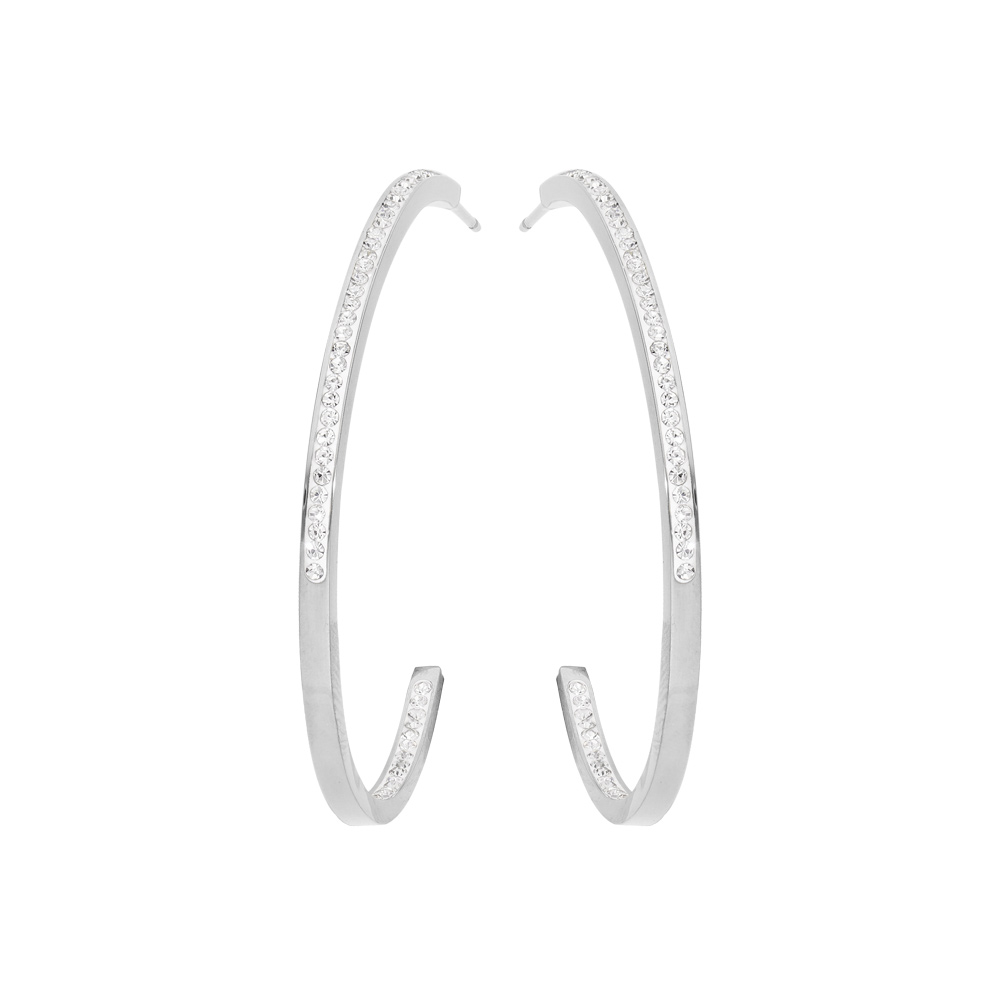 Croles en acier ornes de cristaux blancs - Vue 1