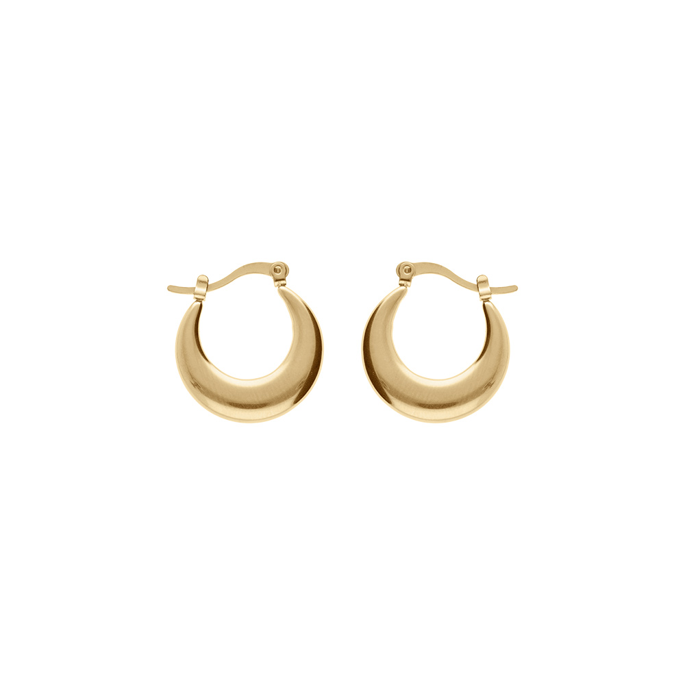 Croles en acier PVD dor ronde lisse 20mm - Vue 1