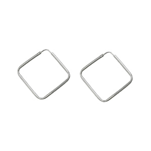 Croles en argent carres fantaisies portes en diagonale 34mm X 34mm - Vue 1